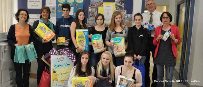 Die Caritas Schule BIGS in St. Pölten veranstalteten eine Charity-Aktion zugunsten von schwangeren Frauen in Not.